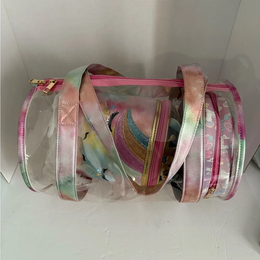 Underonesky Colorful Unicorn Clear Tote Bag and travel bags